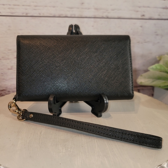 Kate Spade Black Saffiano Leather Wristlet Trifold Wallet - Picture 2 of 12